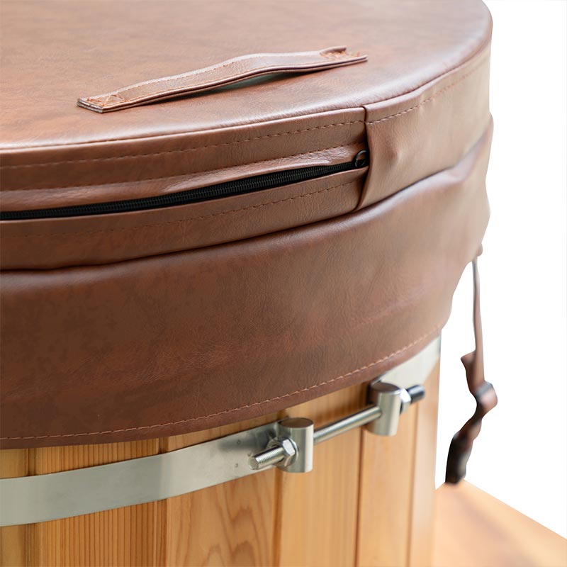 Външна студена вана от червен кедър с облицовка от неръждаема стомана 304